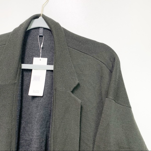 Eileen Fisher Merino Blend Notch Collar Cardigan - Picture 8 of 10